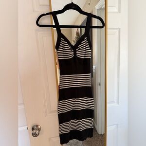 BCBGMaxAzria Black and White Striped Mini Dress